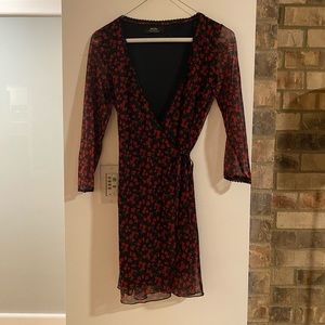 Bershka Red Flower Wrap Dress